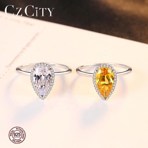 CZCITY – bague de mariage en argent 925, nouvelle mode de luxe unique en forme de goutte d'eau, pierre de cristal CZ, Design - Product Image 4
