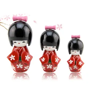 QS brand colorful Eco-friendly wooden japanese girl doll