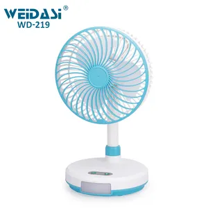 3 gears wind usb output port battery rechargeable table fan with light stand electric fan
