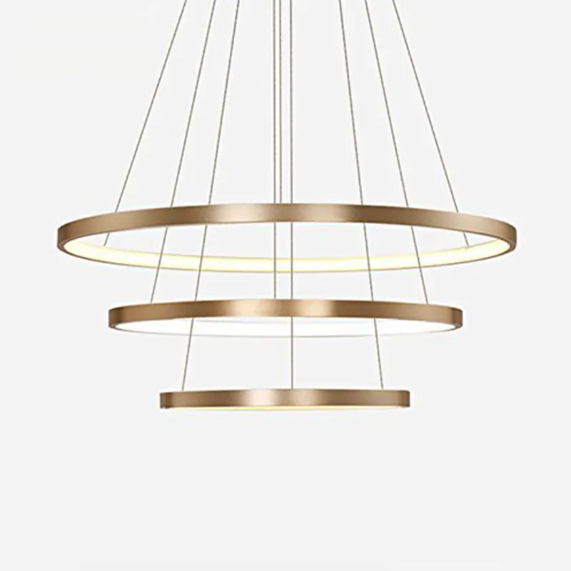 100W ha condotto il soffitto del candeliere che accende la luce circolare moderna del pendente ha personalizzato oro creativo dei dispositivi del soffitto di tre anelli