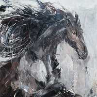Peinture à l'huile sur toile représentant un cheval au galop, art mural impressionniste peint à la main pour la décoration de la maison