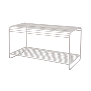Scarpiera Moderna Nordica a 2 Ripiani in Filo di Ferro Bianco, <span class=keywords><strong>Panca</strong></span> Portascarpe per Ingresso e Armadio - Product Image 1