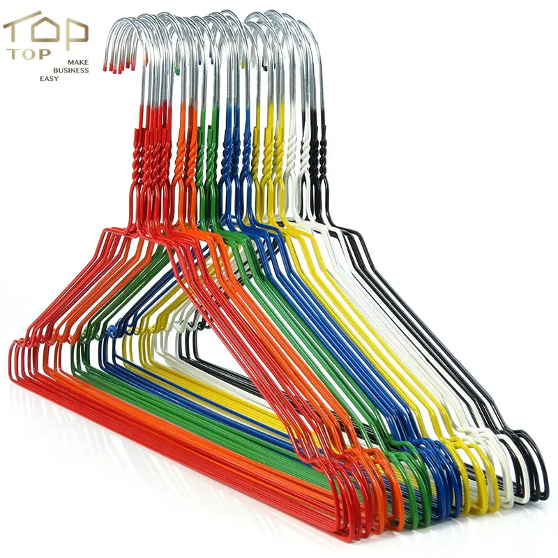 Metal Clothes Hangers With Plastic Coloful Coating