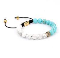 Nouveau Design Bleu Turquoise Howlite Pierre Perle Bracelet Fait Main JBS10461