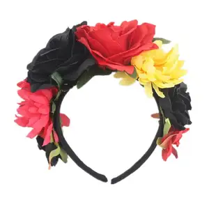 Ngày Của Người Chết Trang Phục Headband Hoa Hồng Vương Miện Mexico Mũ Sắt Cô Dâu Hoa Vương Miện