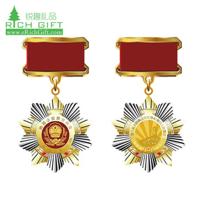 Medallas personalizadas con cinta corta, insignias de Metal, Estrella pulida, oro, barato, a granel, venta al por mayor