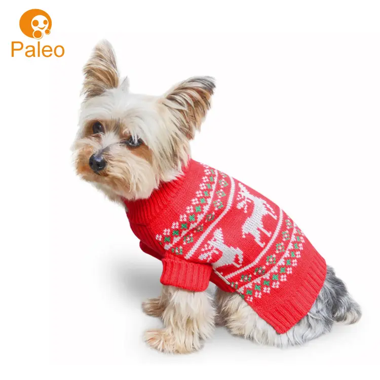Paleo Pet Warm Clothes Colorful Soft Cute Jacquard Design Christmas Dog Knit Sweater Jumper Accesorios para mascotas para invierno