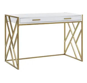 Современный роскошный золотистый металлический белый стол с выдвижными ящиками, мебель для прихожей