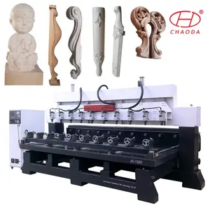 Đa Đầu 5 Trục Quay 3D Gỗ Duplicator Carver, Multi-heads 4 Axis CNC Router