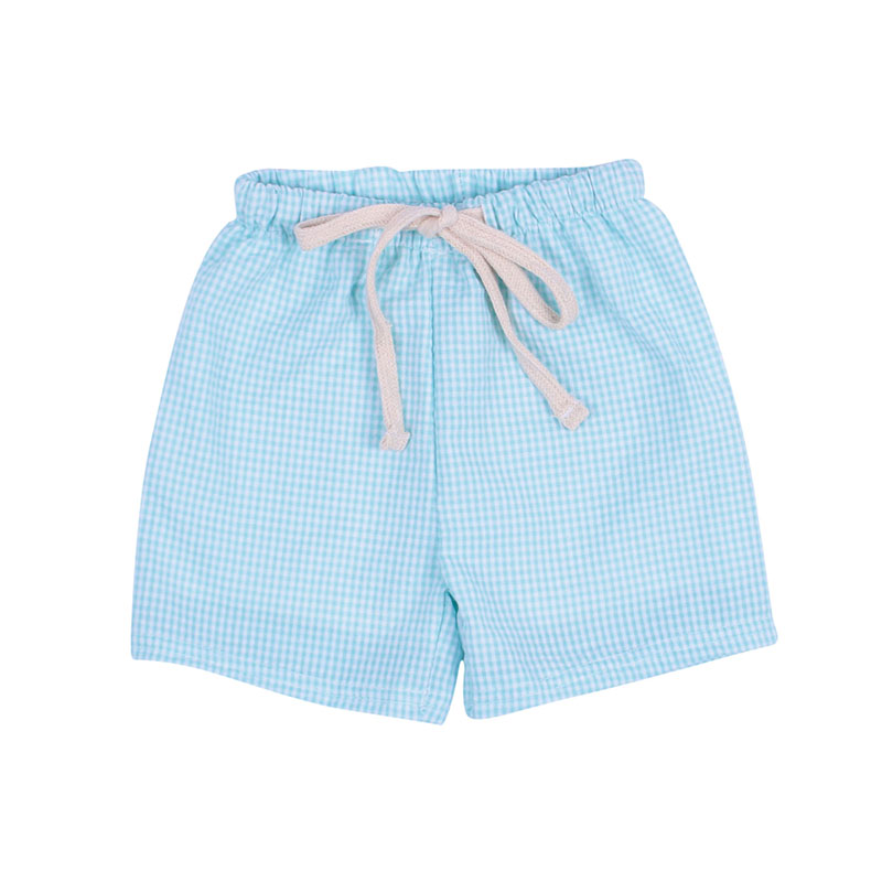 Тканевые шорты seersucker для мальчиков, шорты с кулиской, светло-голубые эксклюзивные шорты