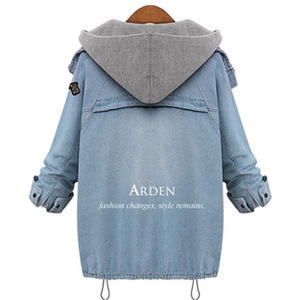 Fábrica barato mujeres invierno manga larga <span class=keywords><strong>Amazon</strong></span> 2 unidades cremallera Sudadera con capucha chaqueta de mezclilla - Product Image 2