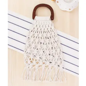 Hot for Ins Summer beach cotton rope woven handbag for women