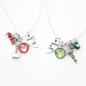 Thor Loki BFF Necklaces Marvel Comic Inspired Jewelry Friendship Partners in Crime Best Friend necklace