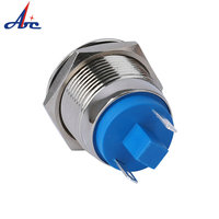 Interruptor momentáneo plano de 19mm, pulsador de 220v, normalmente abierto, botón de metal