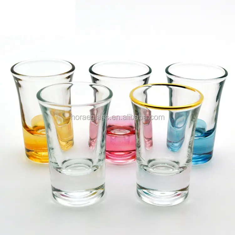 Promotional Gift American 35ml colorful Shot Glasses Customized Shot Glass Wholesale/thick bottom souvenir shot glass factory