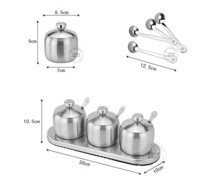 <span class=keywords><strong>Set</strong></span> di Rack per contenitori di stoccaggio per barattoli di spezie per condimenti in acciaio inossidabile da cucina - Product Image 2