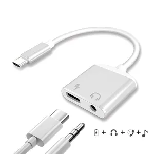 High Quality Type C Earphone Adapter 2 IN 1 USB Type C to 3.5MM Jack Audio Adapter Cable Converter