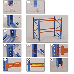 Rayonnage de stockage de palettes sélectif standard européen à allée étroite XZY - Product Image 4