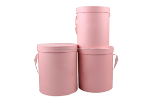 2016 Caja de Regalo de Navidad \ China hecha a mano de encargo logo caja redonda de cartón caja de flores \ Negro rosa - Product Image 4