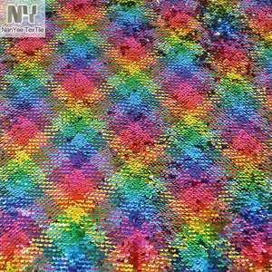 Nanyee Textile 5mm Two Tone Flip Rainbow Silver Sequin Fabric