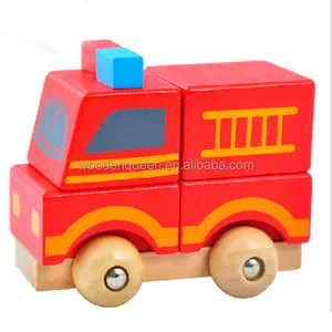 Voiture en bois enfants éducation apprentissage jouets feu ambulance Gros camion voiture pour enfants YZ047