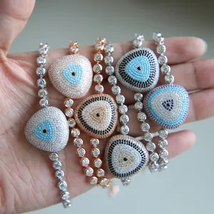 in stock drop shipping tennis chain lucky turkish evil eye bracelet for women jewelry