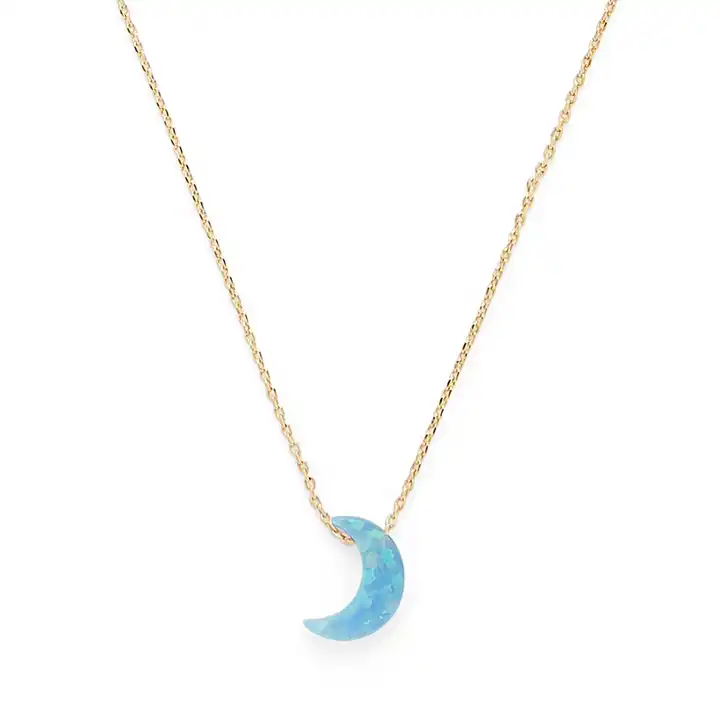 Sterling Silver Flinder Turquoise Opal Moon Pendant — Palenque Jewellery