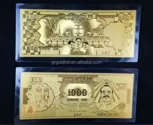 Gold foil collectable banknotes 24k gold indian rupee notes