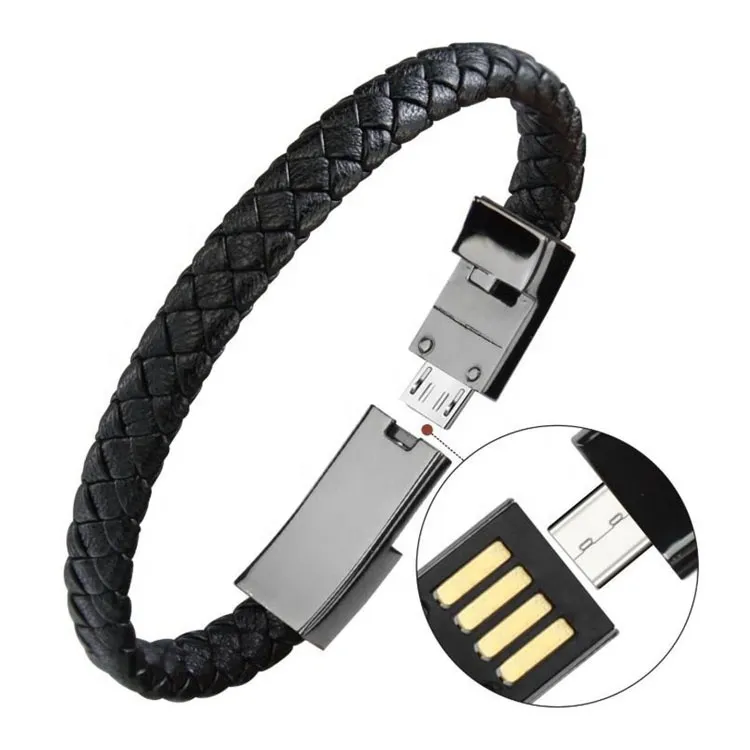 Fashion Leather USB Cable Cell Phone Charger Bracelet