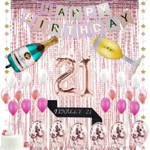 Nieuwe Product Ideeën 21st Birthday Party Decoration Pack Rose Gold Confetti Ballonnen Voor Juridische 21st Verjaardagsfeestje