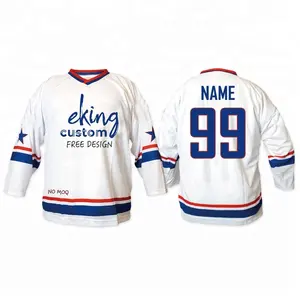 Personalizado de alta Qualidade bordado hockey jersey com nome e número