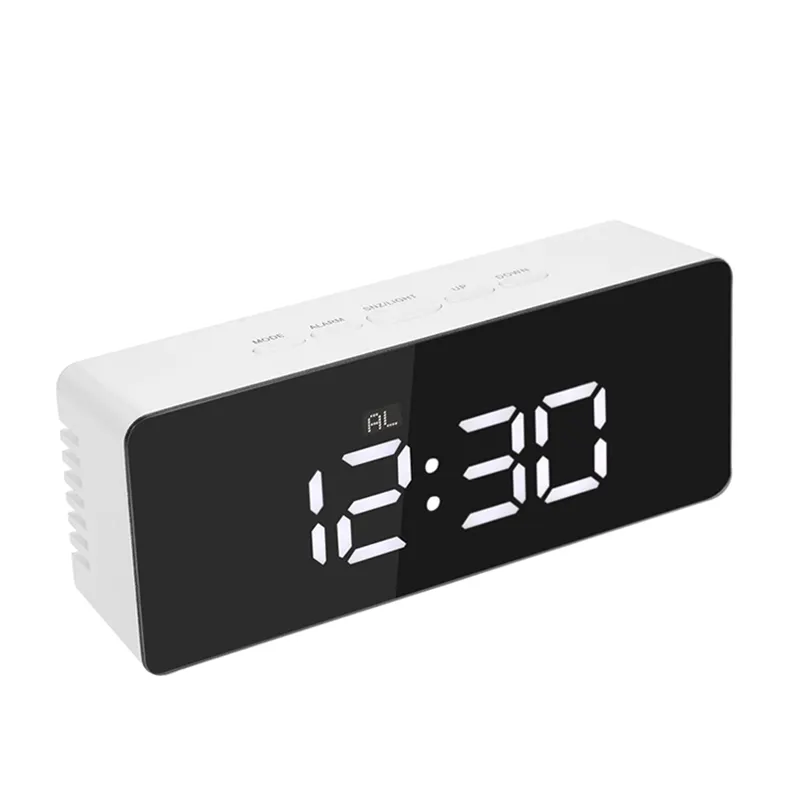 Zogift nueva moda multifunción Digital de temperatura electrónica escritorio espejo LED del reloj de alarma con función de repetición