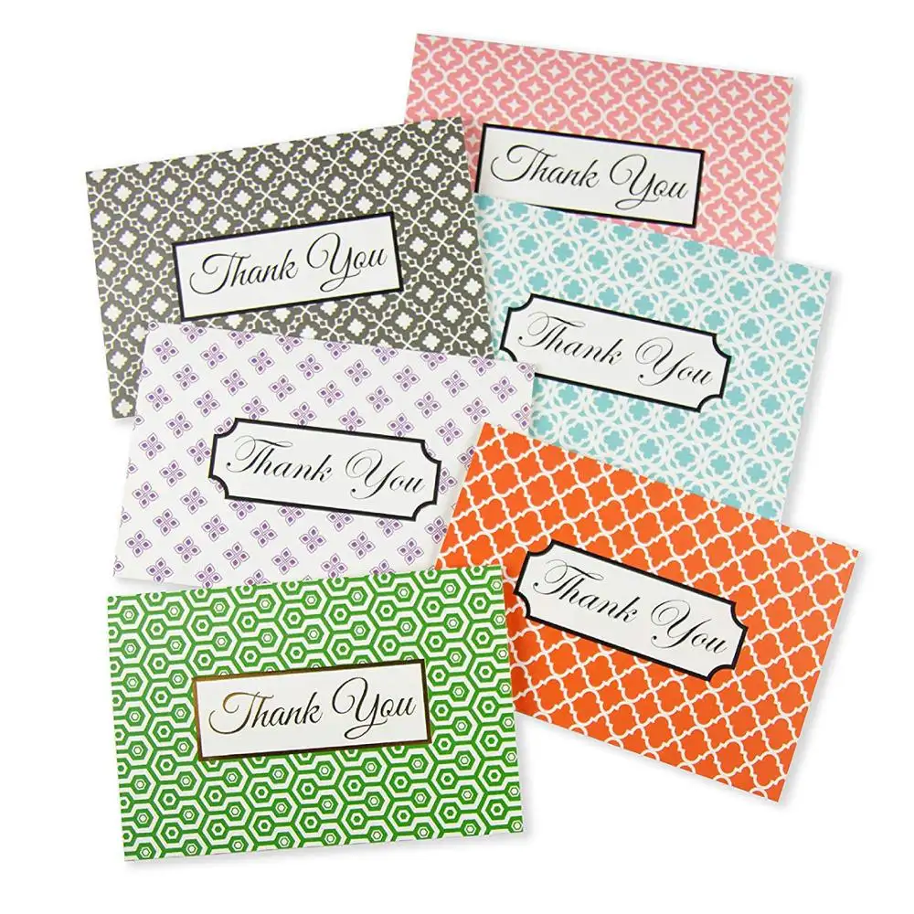 6 Retro Designs Thank You Note Cards 36 Premium Thank You Cards Set 4x6 in. Fits Photo