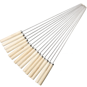Kebab <strong>Skewers</strong> Reusable BBQ Sticks BBQ <strong>Skewers</strong> with <strong>Wooden</strong> Handle - Product Image 1