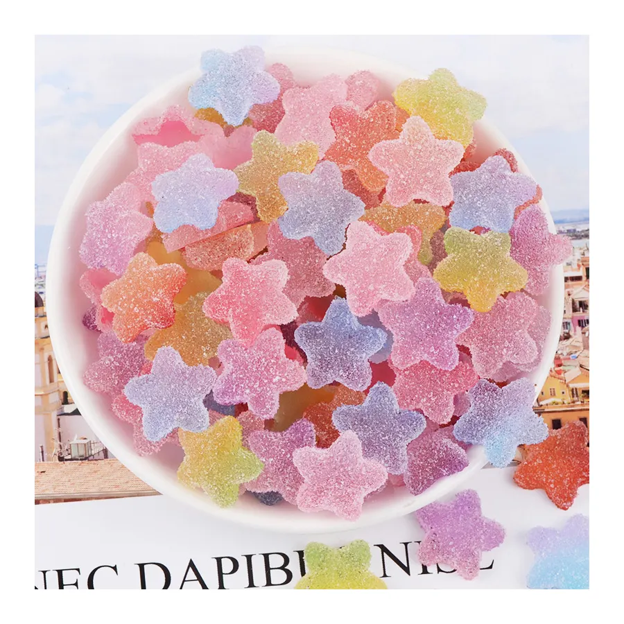 100 pcs mềm hình dạng ngôi sao kẹo nhựa phẳng cabochons Slime Charms điện thoại di động vỏ trang trí