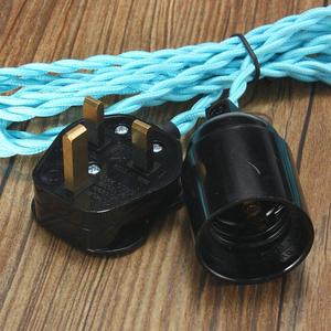 3M E27 Vintage trenzado <span class=keywords><strong>Cable</strong></span> de tela <span class=keywords><strong>con</strong></span> <span class=keywords><strong>enchufe</strong></span> para Reino Unido de araña colgante de luz de la lámpara de la bombilla del sostenedor del zócalo - Product Image 2