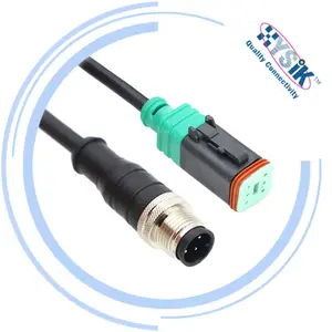 Nueva Marca M12 DT sensor cordset una codificado A Deutsch DT06-4S mujer moldeado conector de cable para la transmisión de datos y poder