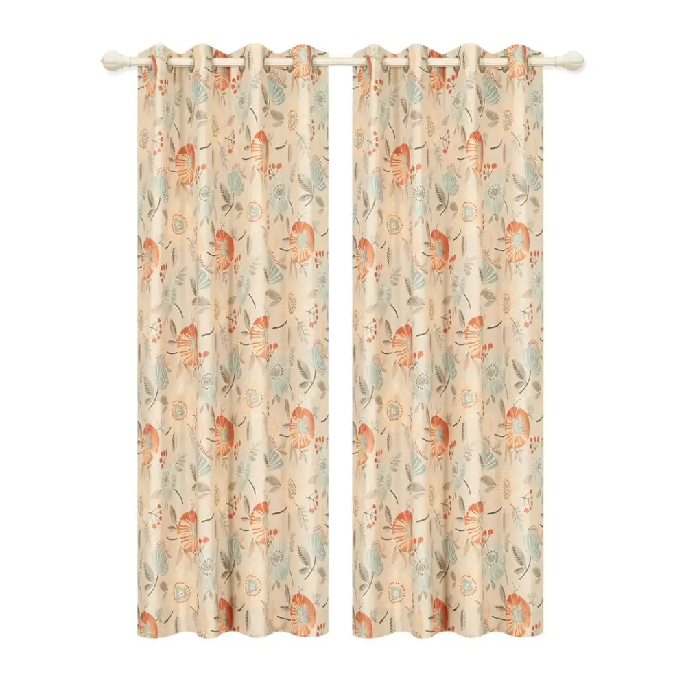 Good sleep 3 layer polyester blackout insulation Floral fancy window curtain