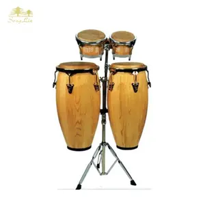 Set conga dan bongo drum pada satu dudukan bongo