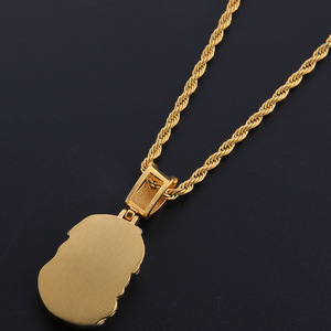 היפ הופ זהב צבע מצופה ישו תליון אייס מתוך ריינסטון רעול פנים ישו פנים תליון שרשרת לגברים נשים - Product Image 6