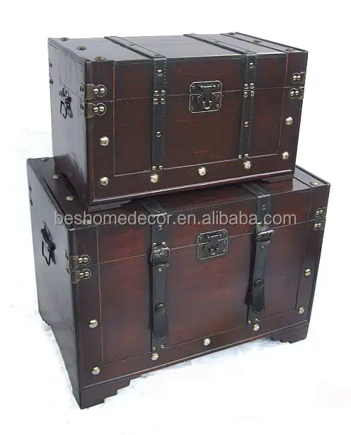 Trunk Wholesale Wooden Storage Box, Antique Wooden Treasure Chest, Vintage Storage Boxes & Bins Toys Organizer