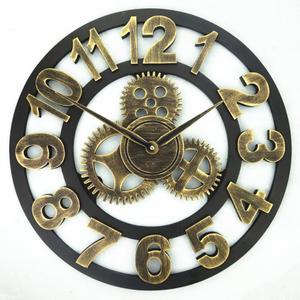 Round Iron Antique Industrial Metal Quartz Wall <strong>Clock</strong> for Home Decoration in <strong>Vintage</strong> or Loft Style Interiors - Product Image 3