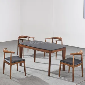 Tavolo da pranzo e sedia in marmo nordico in legno massello color noce per la sala da pranzo domestica set4012