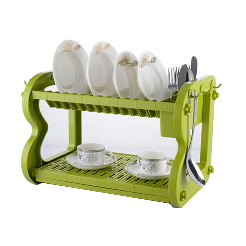 2 Tier Plastic Dish Draining Rack