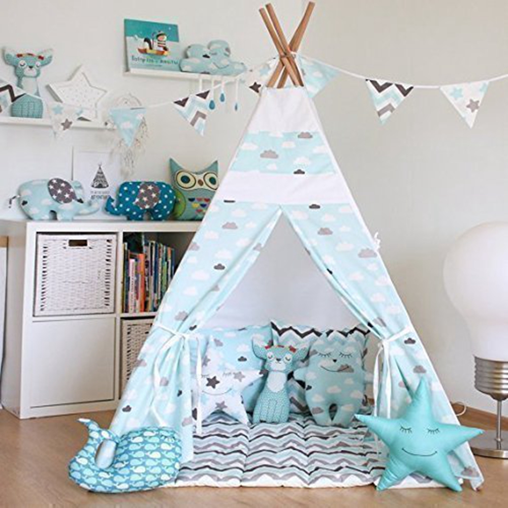 6ft Teepee Play Kids Indian Canvas Playhouse Slapen Dome Kinderen Speelgoed Tent