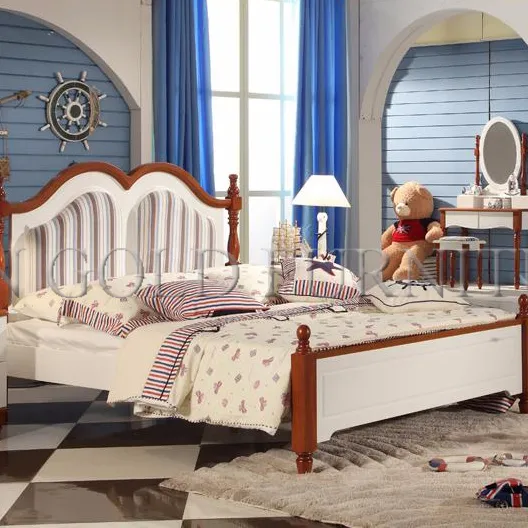 Laatste slaapkamer meubels ontwerpen houten bed modellen foto (SZ-BT9907)