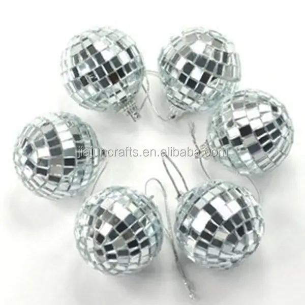silver glass small cheap disco mirror ball for Christmas tree decoration