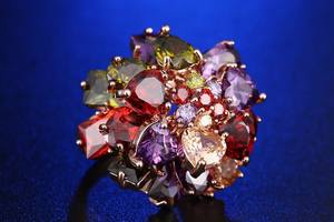 18 K oro verdadero plateó la joyería regalo personalizado <span class=keywords><strong>Promise</strong></span> birthstone anillos Cluster - Product Image 6