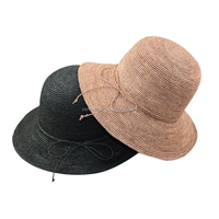 Haut de gamme dames plage chapeau de soleil Super fin Crochet raphia chapeau de paille été soyeux imprimé motif de dessin animé pour les scènes de cyclisme décontractées