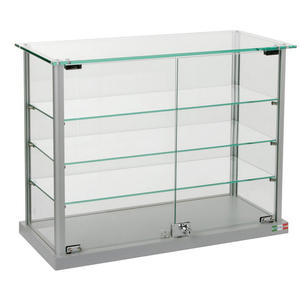 Escaparate de mesa de vidrio al por menor comercial para exhibiciones de tiendas para joyas hechas de material MDF